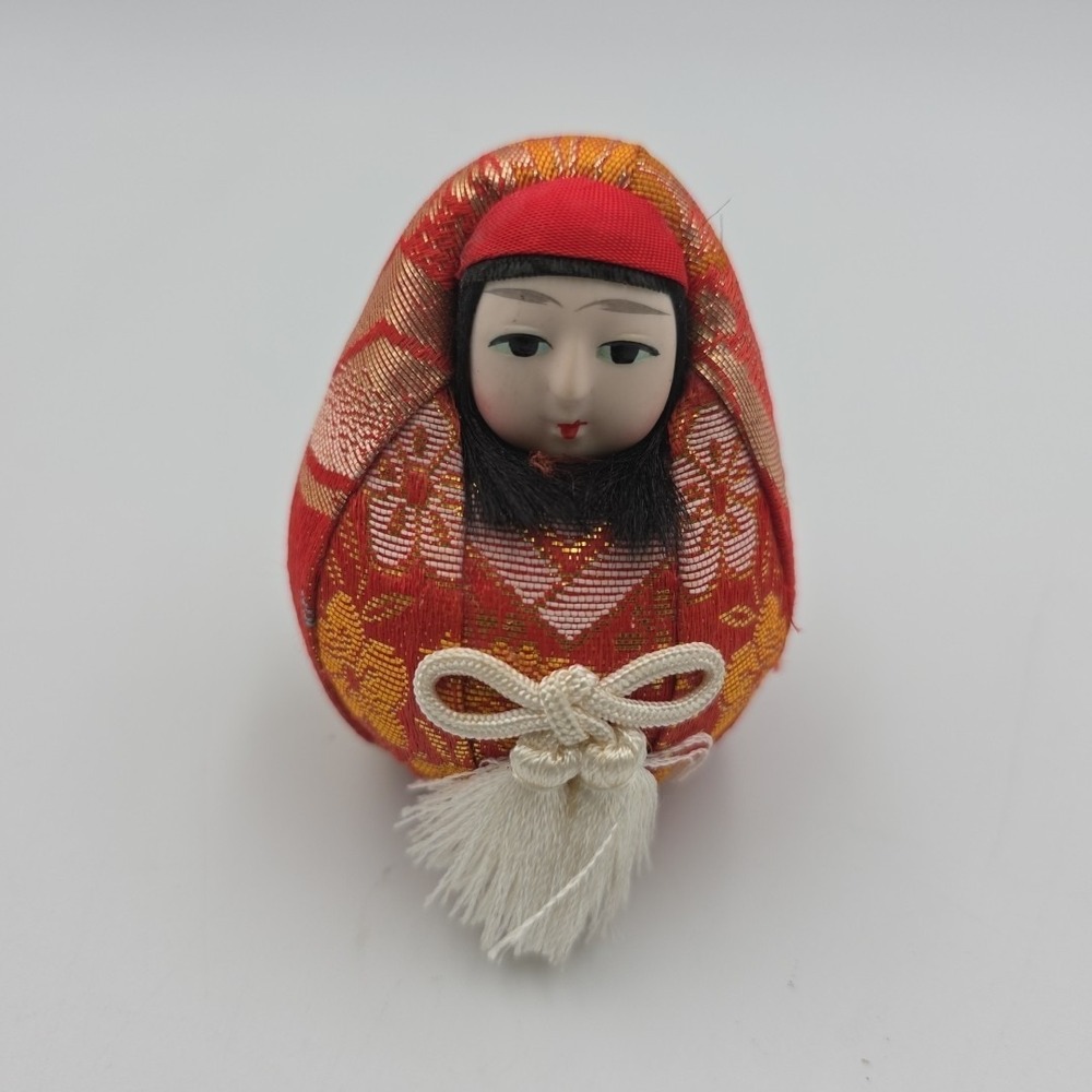 Vintage‎ Roly Poly Japanese Girl Collectible Doll Toy with Black Hair Mint